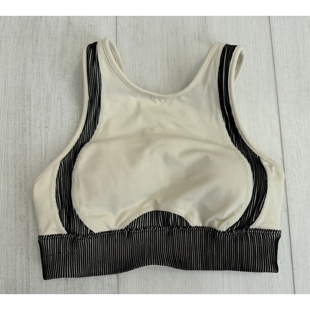 Alo Yoga Electric Halter‎ Sports Bra Sz S - Bone / Black